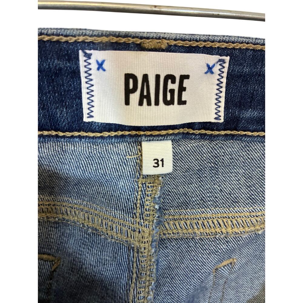 NWT PAIGE Manhattan Bootcut Jeans Womens 31 Dark Wash Mid Rise Stretch Denim - Picture 4 of 7
